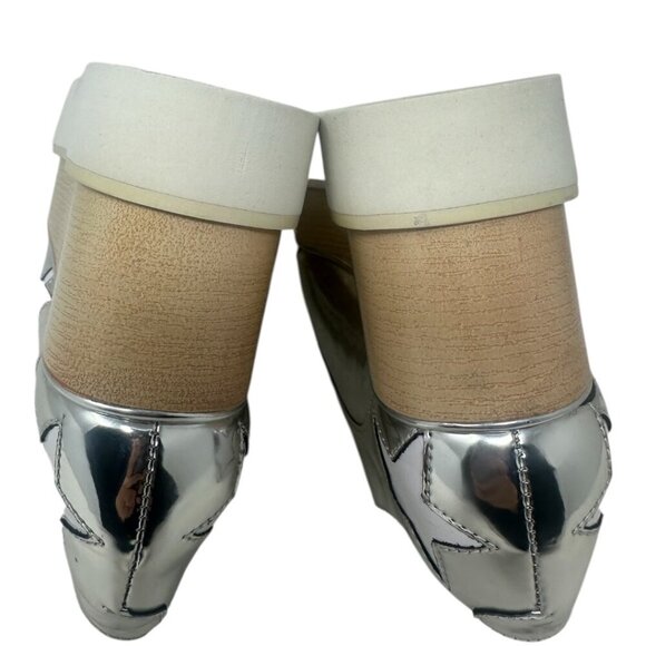 Stella McCartney Elyse Metallic Mirrored Silver Star Patches Vegan Platforms 6 - Picture 8 of 13